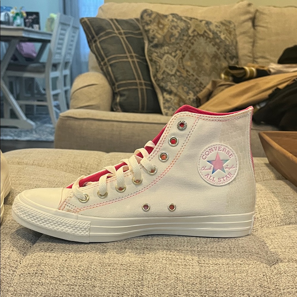 Converse High-Top Sneakers - White and Pink